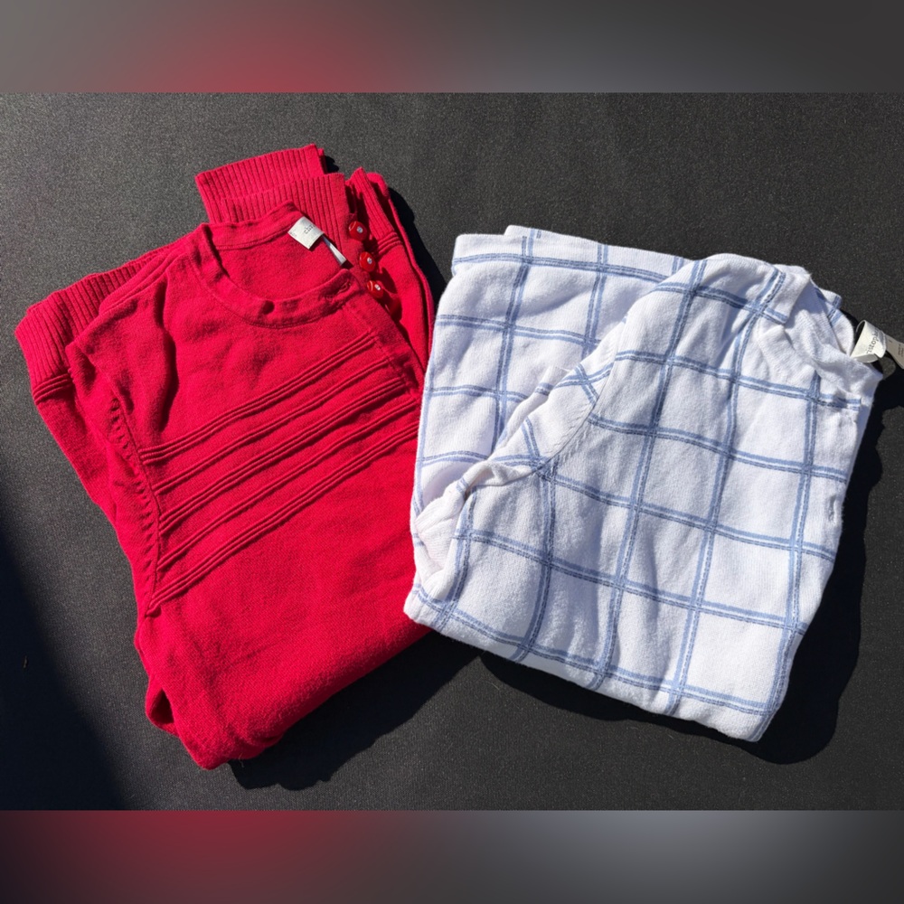 Christopher & Banks Red Sweater and White Cardigan Set